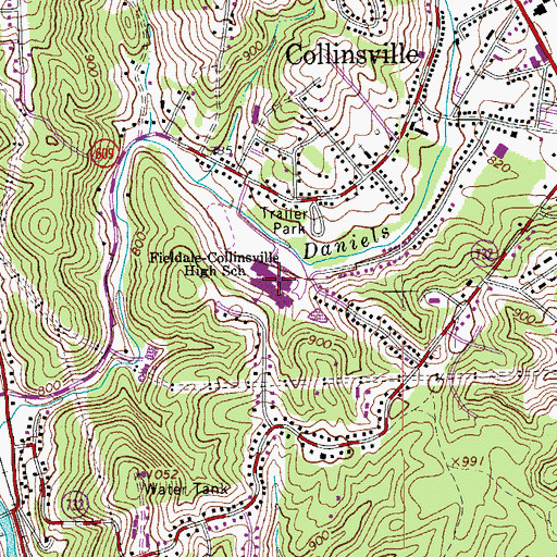 Topographic Map of Fieldale Collinsville Middle School, VA