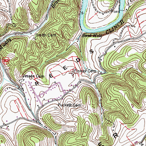 Topographic Map of Finney Cemetery, VA