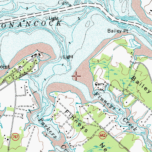 Topographic Map of Finneys Creek, VA