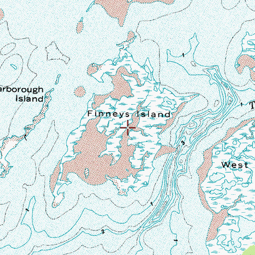Topographic Map of Finneys Island, VA