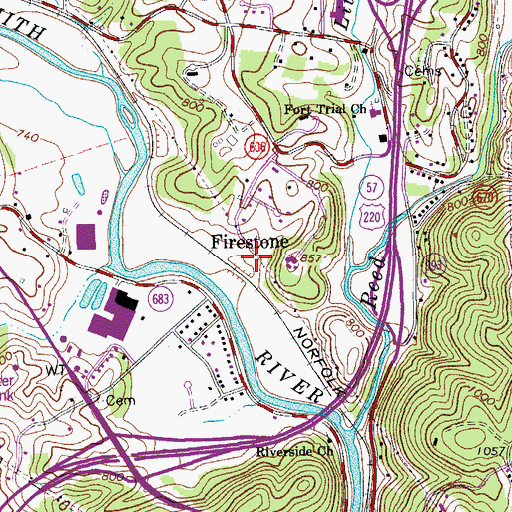 Topographic Map of Firestone, VA