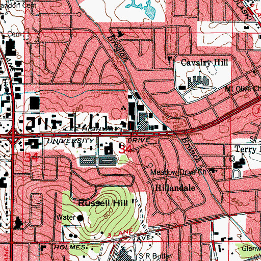 Topographic Map of Ardmore Shopping Center, AL