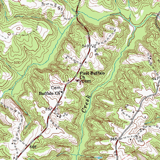 Topographic Map of First Buffalo Church, VA