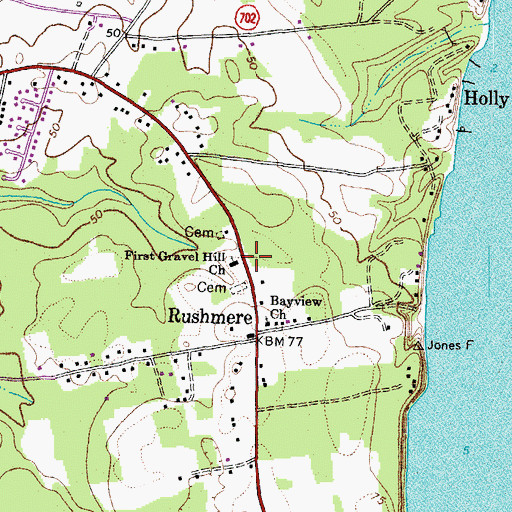 Topographic Map of First Gravel Hill Church, VA