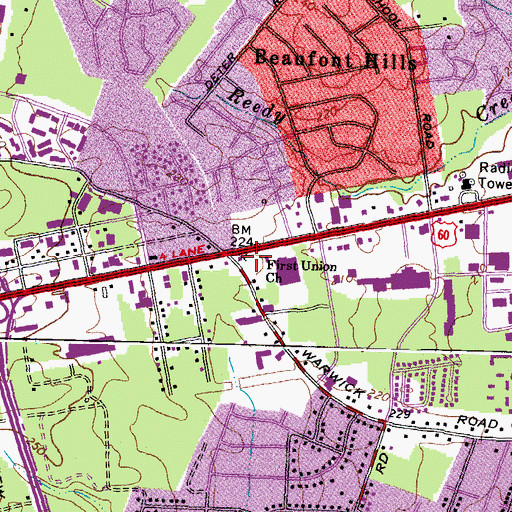 Topographic Map of First Union Church, VA