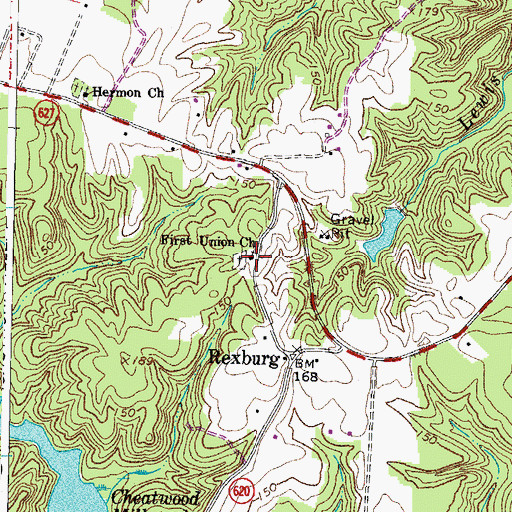 Topographic Map of First Union Church, VA
