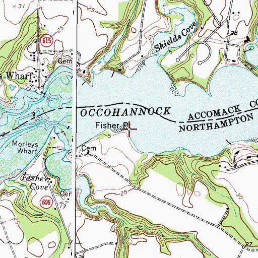 Topographic Map of Fisher Point, VA