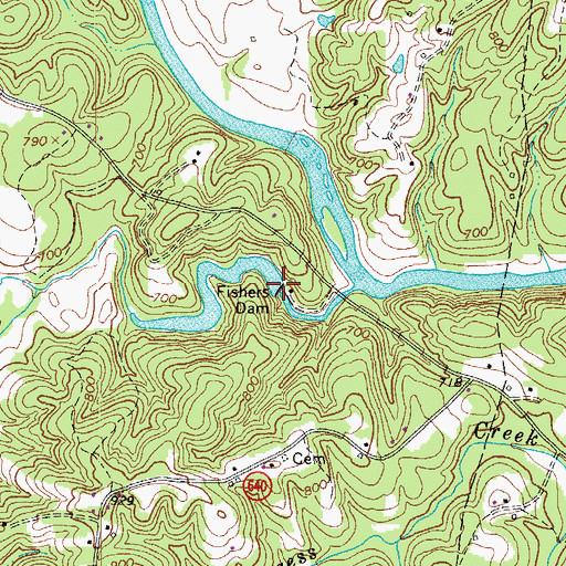 Topographic Map of Fishers Dam, VA