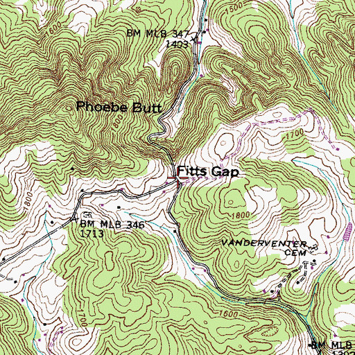 Topographic Map of Fitts Gap, VA