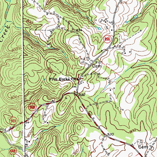 Topographic Map of Five Forks Church, VA