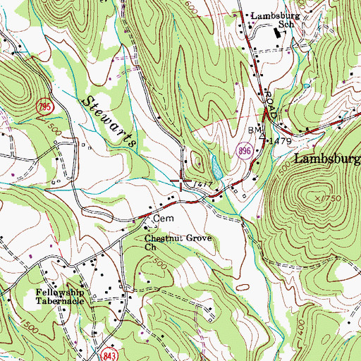 Topographic Map of Flat Creek, VA