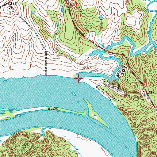 Topographic Map of Flat Creek, VA