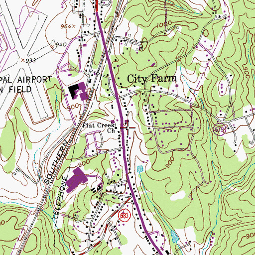 Topographic Map of Flat Creek Church, VA