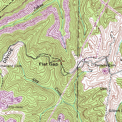 Topographic Map of Flat Gap, VA