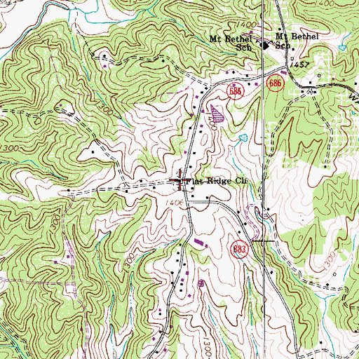 Topographic Map of Flat Ridge Church, VA