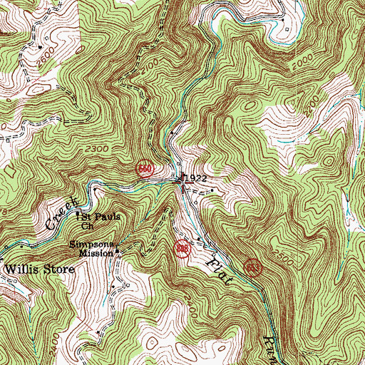 Topographic Map of Flat Run, VA