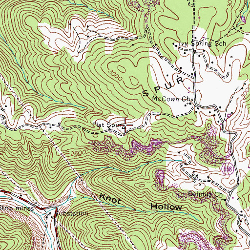 Topographic Map of Flat Spur, VA