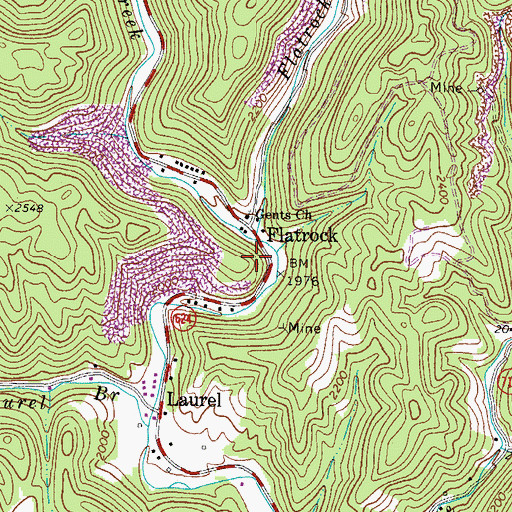 Topographic Map of Flatrock Creek, VA