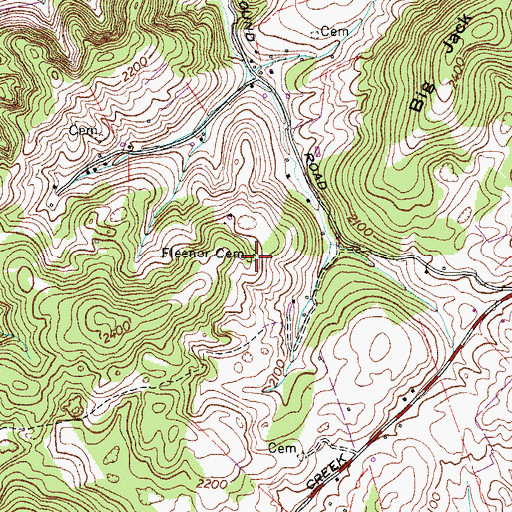 Topographic Map of Fleenor Cemetery, VA