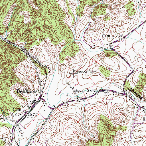 Topographic Map of Fleenor Cemetery, VA