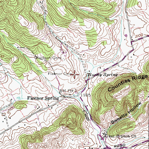 Topographic Map of Fleenor Cemetery, VA