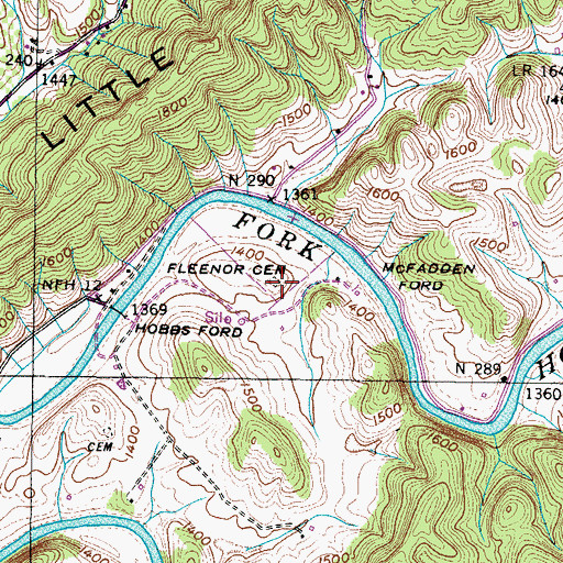 Topographic Map of Fleenor Cemetery, VA