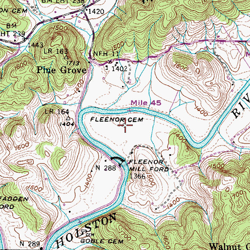 Topographic Map of Fleenor Cemetery, VA