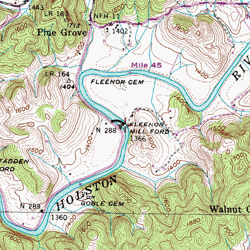 Topographic Map of Fleenor Mill Ford, VA