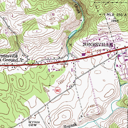 Topographic Map of Fleenortown Creek, VA
