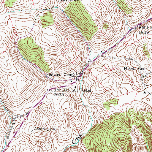 Topographic Map of Fletcher Cemetery, VA