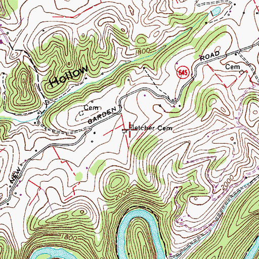 Topographic Map of Fletcher Cemetery, VA