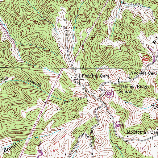 Topographic Map of Fletcher Cemetery, VA