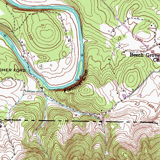 Topographic Map of Fletcher Cliff, VA