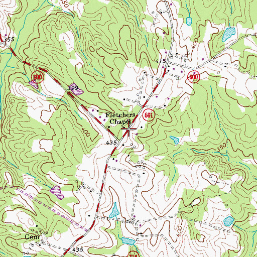 Topographic Map of Fletchers Chapel, VA