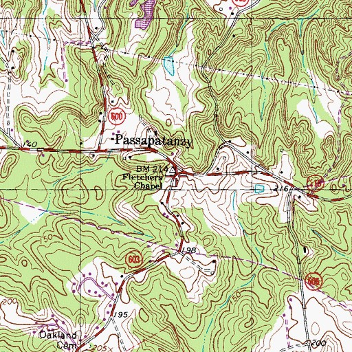 Topographic Map of Fletchers Chapel, VA