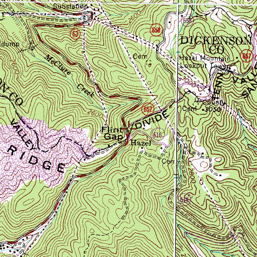 Topographic Map of Flint Gap, VA