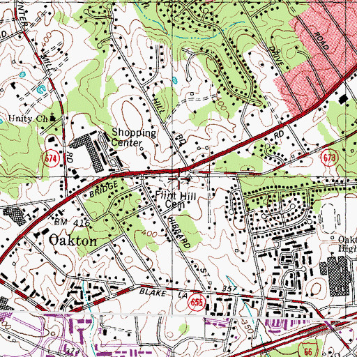 Topographic Map of Flint Hill Cemetery, VA