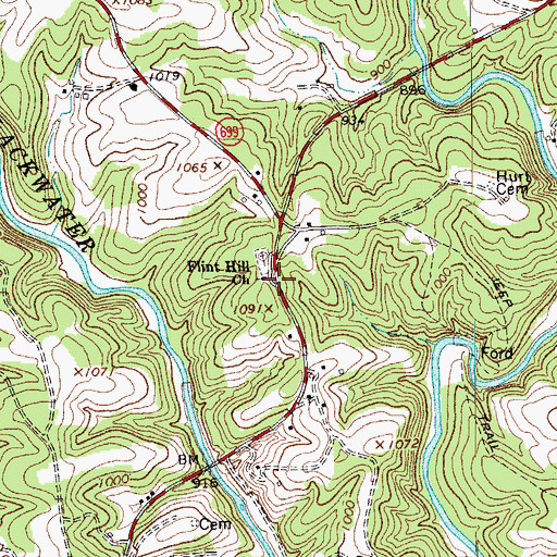 Topographic Map of Flint Hill Church, VA