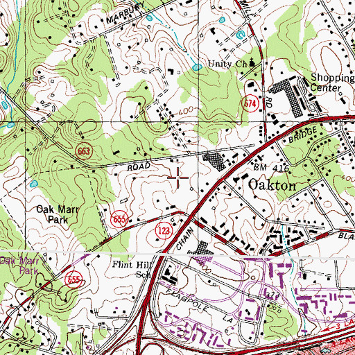 Topographic Map of Flint Hill School East Campus, VA