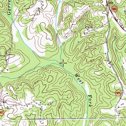 Topographic Map of Flippins Creek, VA