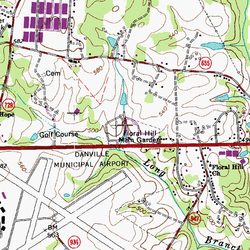 Topographic Map of Floral Hill Memorial Garden, VA