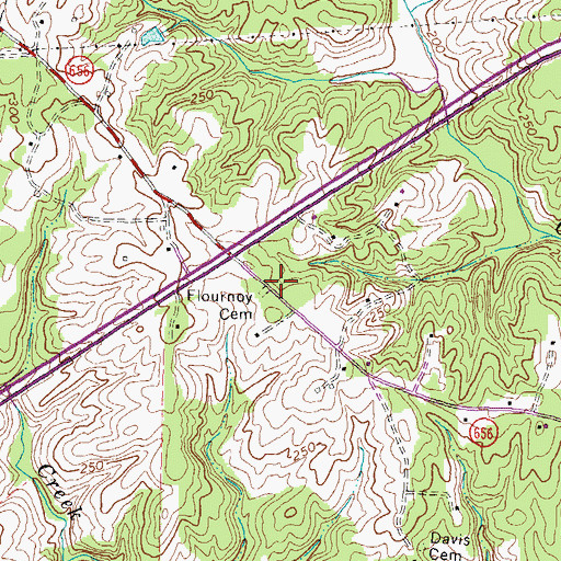 Topographic Map of Flournoy Cemetery, VA