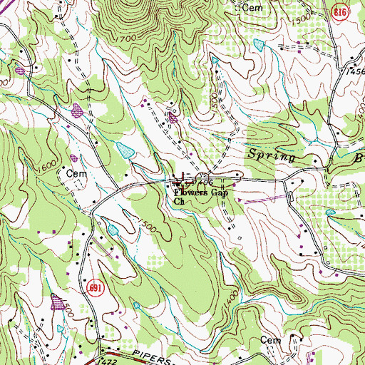 Topographic Map of Flowers Gap Church, VA
