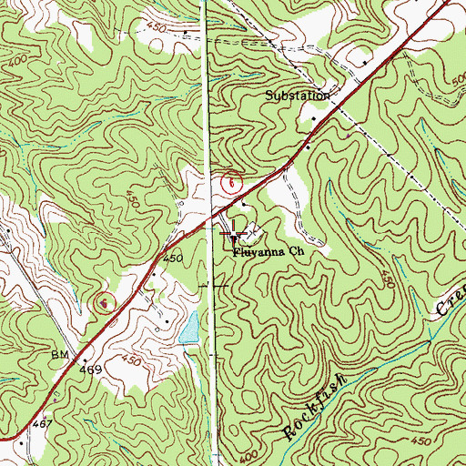 Topographic Map of Fluvanna Church, VA