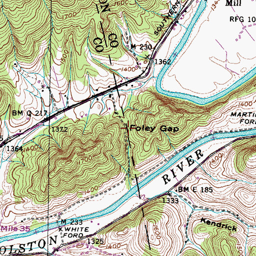 Topographic Map of Foley Gap, VA