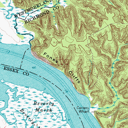 Topographic Map of Fones Cliffs, VA