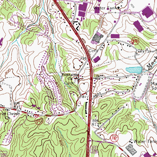Topographic Map of Fontaine Church, VA
