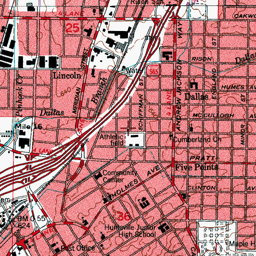 Topographic Map of Beirnes Avenue Holiness Church, AL