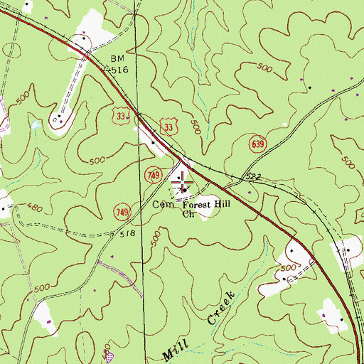 Topographic Map of Forest Hill Church, VA