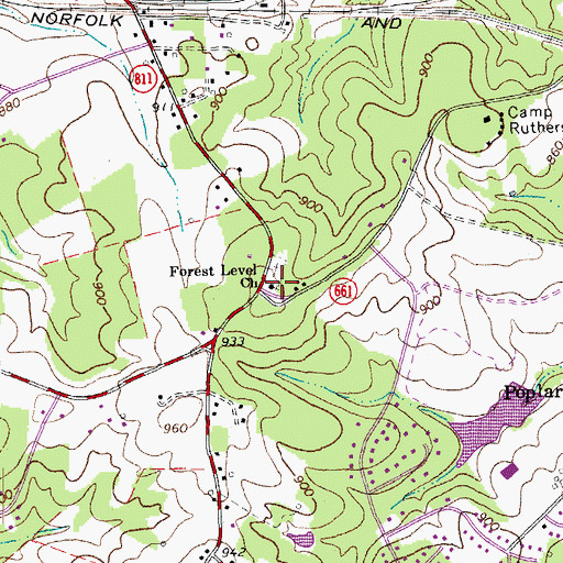 Topographic Map of Forest Level Church, VA